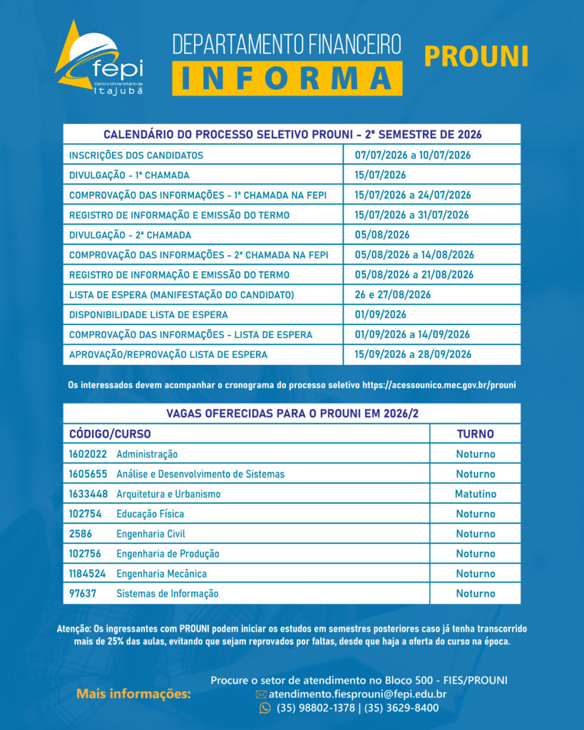 Financeiro informa adesao ao prounicopiacopia